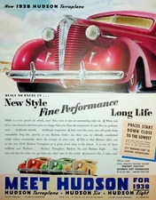 Original Hudson 1936 "new style, fine performance" Paper Ad