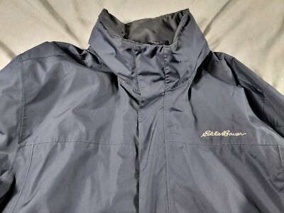 Veste Homme Eddie Bauer WeatherEdge - Bleue/grise, Capuche, Taille L - Occasion En Très Bon état