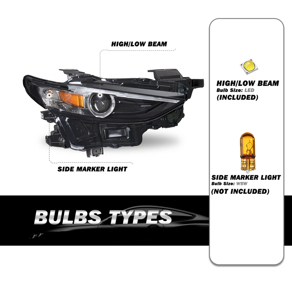For 2019 2020 2021 Mazda 3 NON-AFS Model Full LED Right Passenger Side Headlight - Image 2 of 4