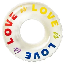 "Love is Love" Inflatable Rainbow Pool Float, 33" Dia Multicolor #Take Pride