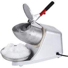 Electric Ice Crusher Stainless Steel Snow Cone Maker Ice Shaver 143lbs/Hr Silver