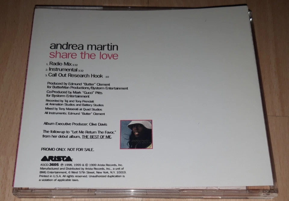 ANDREA MARTIN - Share The Love - US PROMO CD Single R&B Rnb VIVIAN GREEN  - Bild 3 von 4