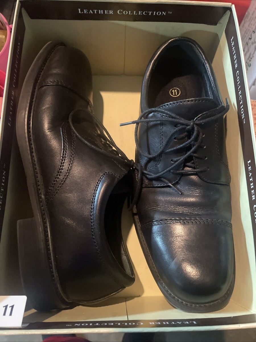 Hunters Bay Black Cap Toe Oxford Derby Leather Men's Dress Shoes 11 Lace Up Hunters Bay Black Cap Toe Oxford Derby Leather Men's Dress Shoes 11 Lace Up