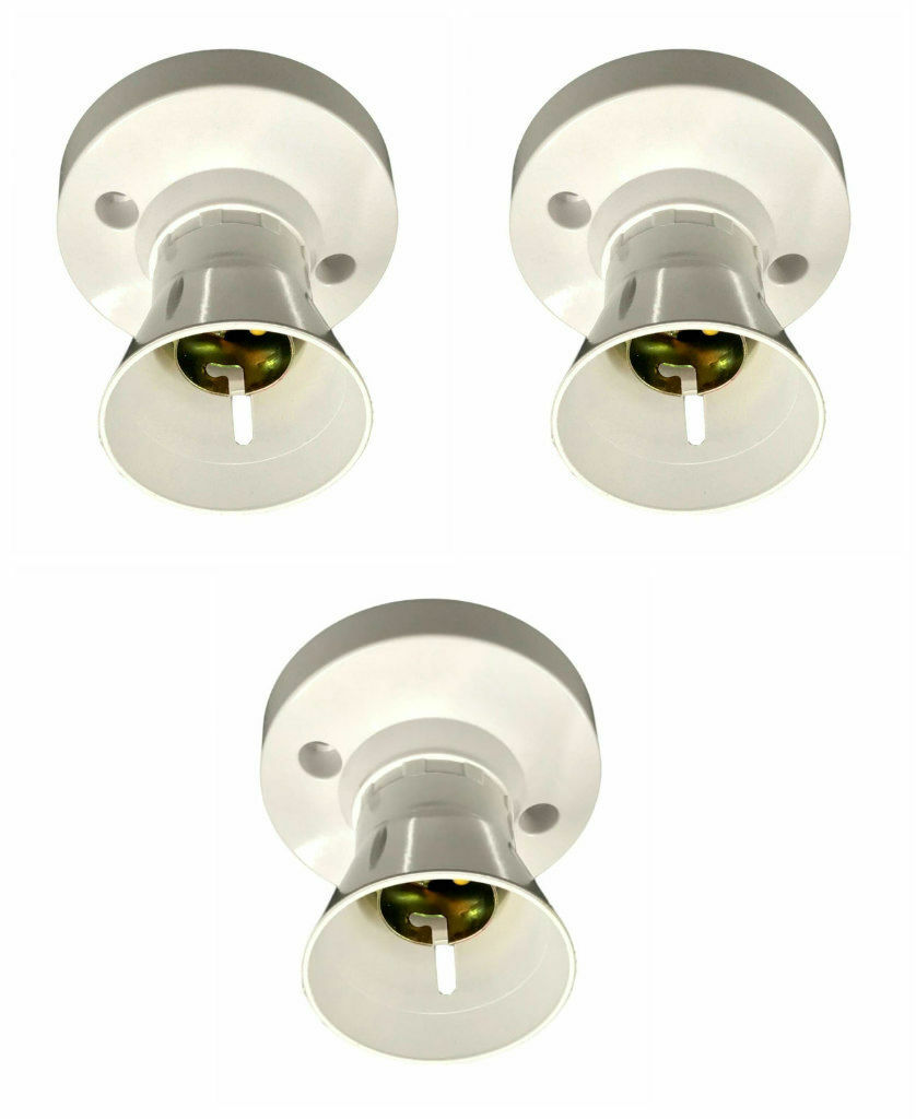 3 x GEBAT Bayonet Cap B22 Batten Lampholders T2 Rated 3 Terminal