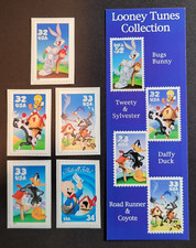 LOONEY TUNES - BUGS BUNNY MORE - COMPLETE SET OF 5 U.S. STAMPS BOOKMARK