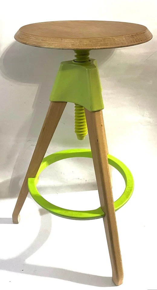 Apple Green AHXF Adjustable Wood / Plastic Screw Tripod Stool, Height  ~26-32” - Image 2 of 4