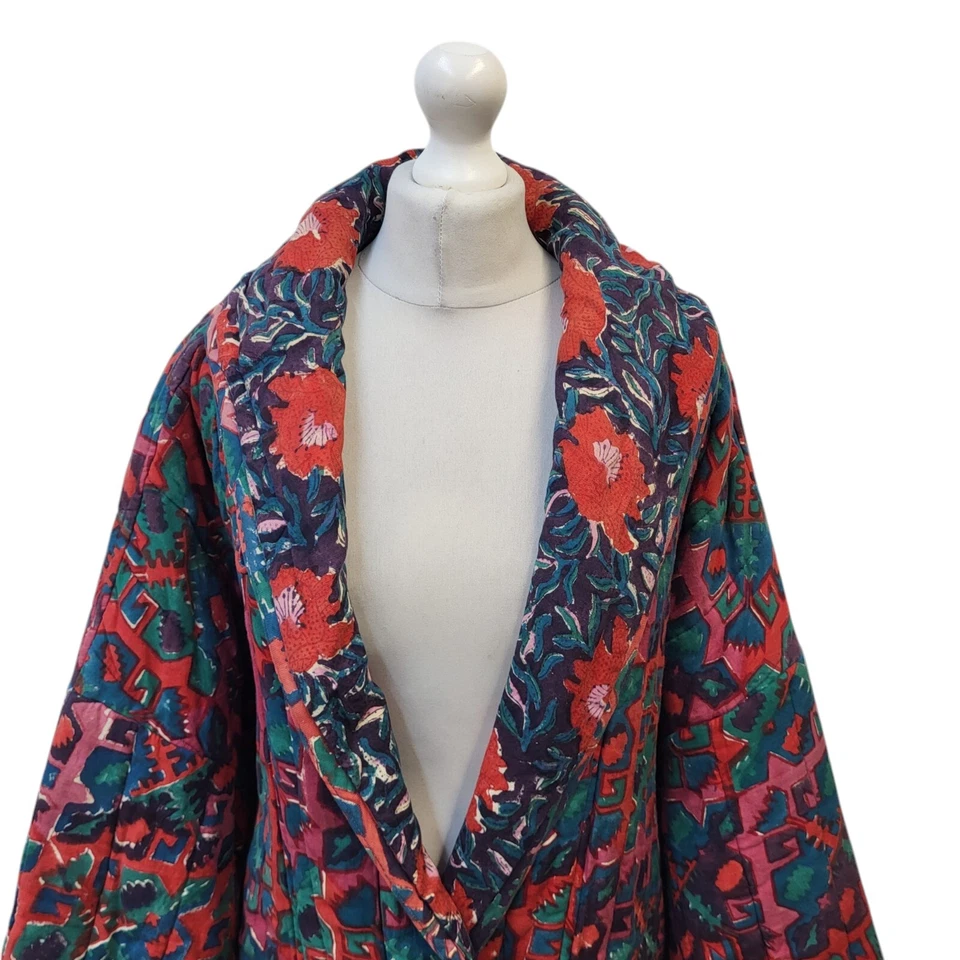 AAOKKI красный и зеленый пальто винтажный геометрический кнопка Uk женщин размер 12 - Изображение 2 из 4