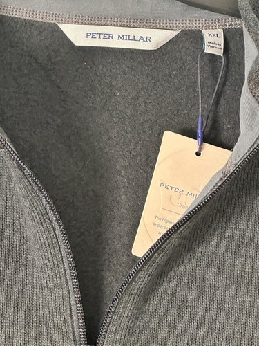 Peter Millar Sweater Mens 2XL Black Crown Fleece Golf 1/4 Zip MF23K60 Pullover - Picture 2 of 10