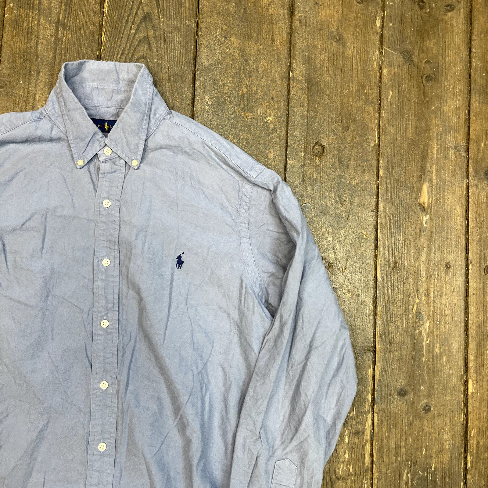 Ralph Lauren Shirt Vintage Small Pony Button Up Top, Blue, Mens Large image 2