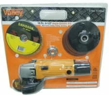 Electric Angle Grinder 4-1/2" 11,000 RPM Sanding Cutting Grinding 10pcs Kit UL