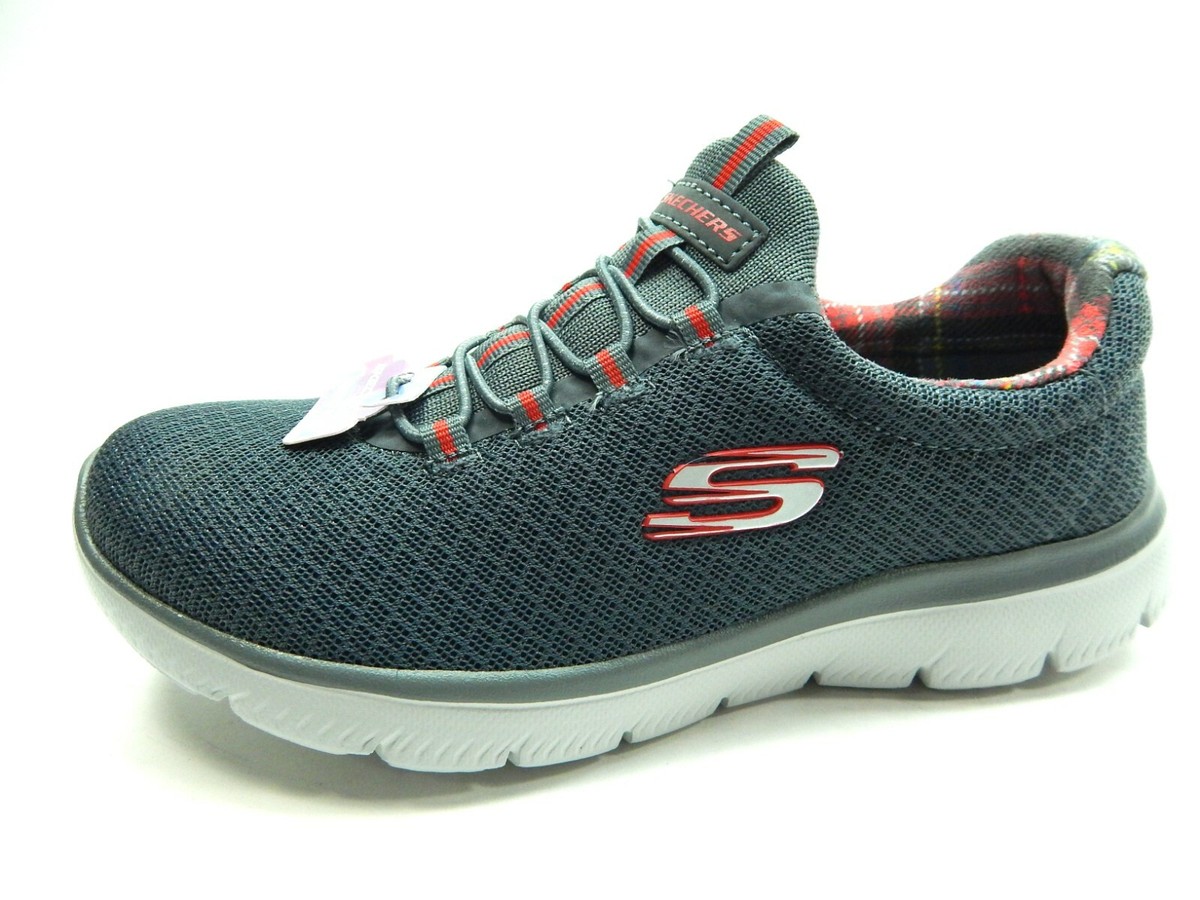 Skechers Women's Memory Foam Charcoal Red Shoes size