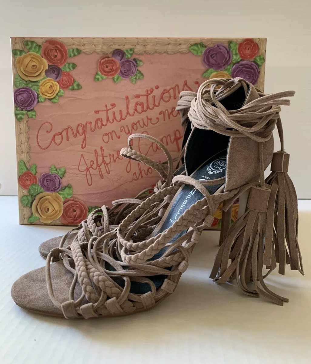 Escarpins Jeffrey Campbell Sabra - Talons Lacets En Daim Taupe - Taille US 7.5 - Talon 4 Pouces - Occasion