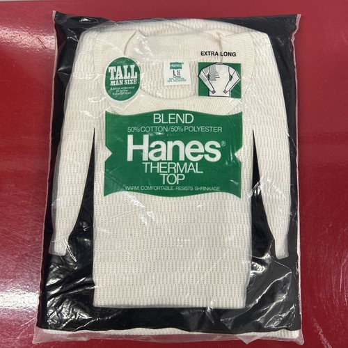 Vintage New Sealed Mens Hanes Thermal Top Shirt Size Large Tall 1977 42-44 L