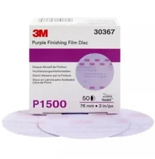 3M 30367 Hookit 3 in. 1500 Grit Purple Finishing Film Sanding Disc (50/Box)