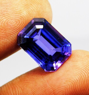 8.00 Ct Natural Certified Emerald Cut Purple Tanzanite Rare Loose Gemstone