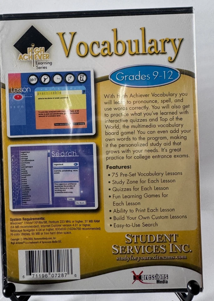 High Achiever Learning Series Test Prep Grades 9-12 PC CD-ROM | PSAT, SAT, ACT - Image 2 of 2