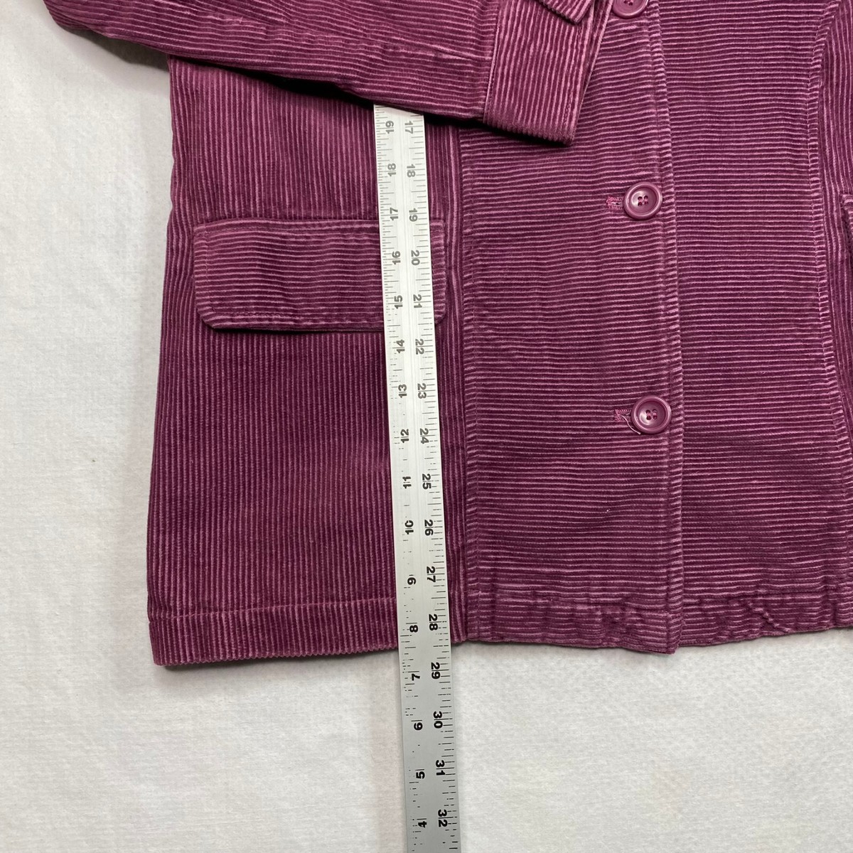 Denim & Co Womens Jacket sz M Purple Corduroy Button Front