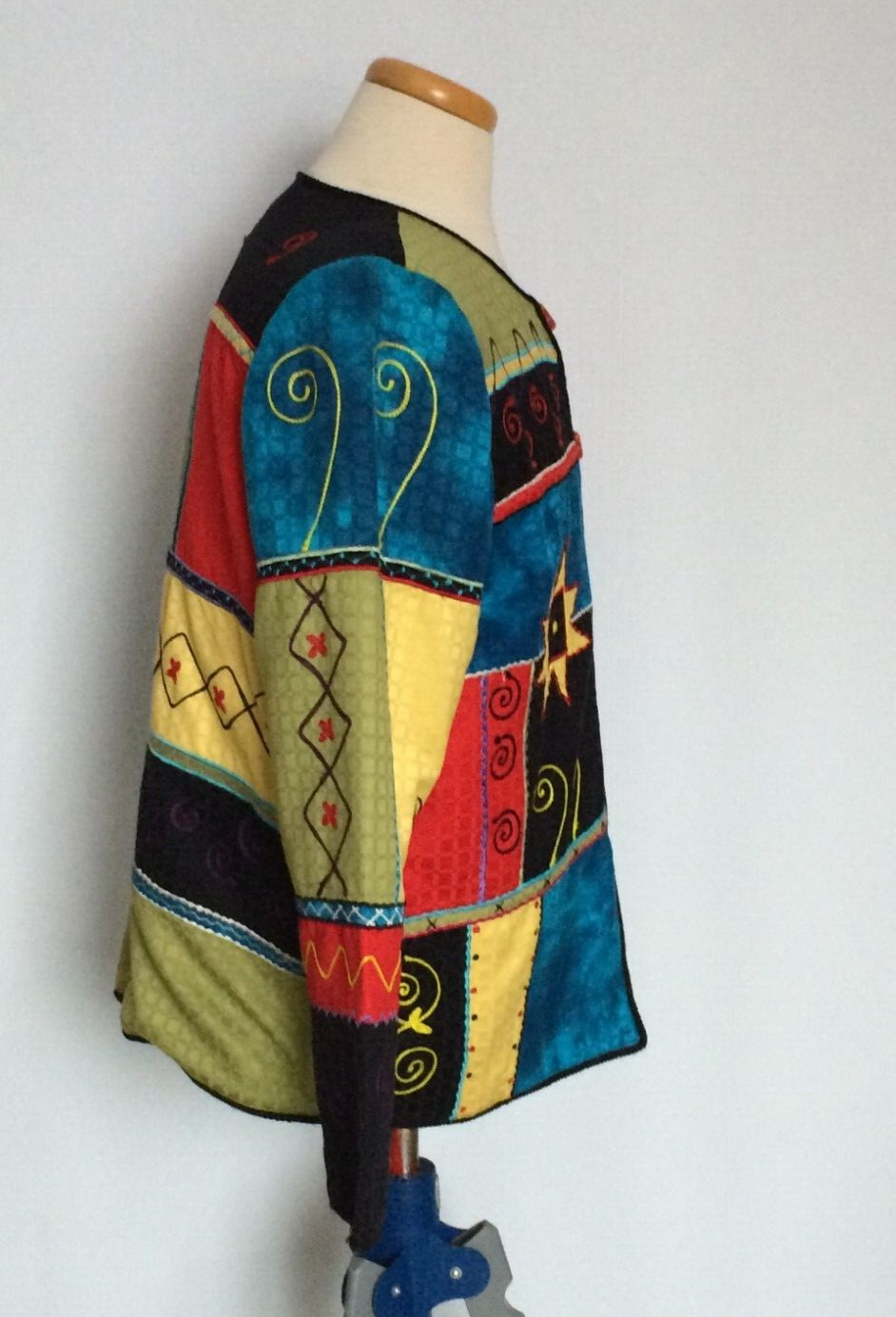 Indigo Moon Womens Multicolor Patchwork Jacket Me… - image 4