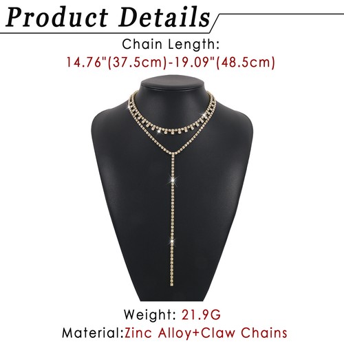 Long Choker Necklace Wedding Jewelry for Women Luxury Rhinestone Collar Tassel - 第 15/20 張圖片