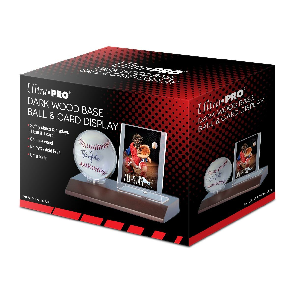 Ultra Pro Wood Base Ball & Card Holder (Dark Wood) Wooden Baseball Display Case Ultra Pro Wood Base Ball & Card Holder (Dark Wood) Wooden Baseball Display Case
