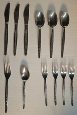 Lot of 12 Flatware Continental Japan CSS33 Dots Diamonds Textured Stainless 