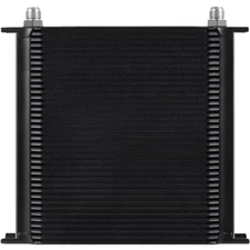 40 ROW BLACK ALUMINUM ENGINE TRANS-MISSION OIL COOLER 8AN HOSE END ADAPTERS