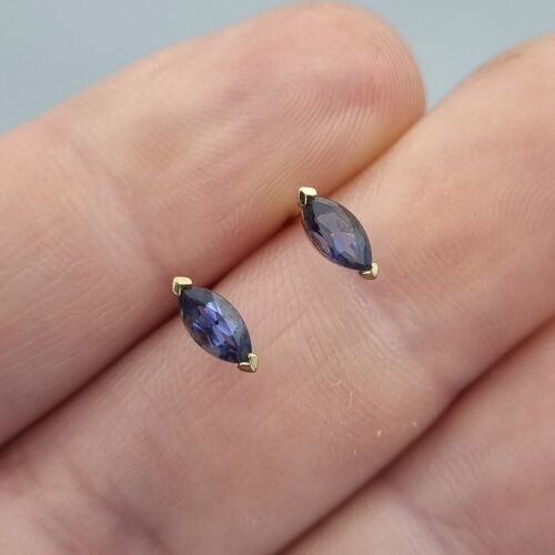 9ct Yellow Gold Marquise Cut Iolite Stud Earrings 375