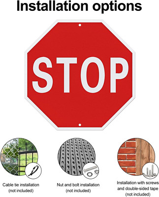 Stop Signs, 12 X 12 Inches Rust-Free Aluminum, Street Slow Warning Reflective...