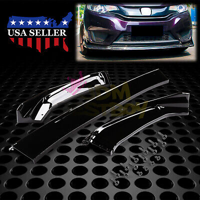 3pcs Matte Black Front Bumper Lip Splitter Body Kit For 2014-2017 Honda Fit