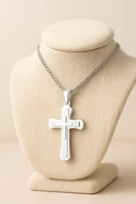 Unisex Steel Cross Pendant | Silver Stainless Steel Cross | Cross Necklace