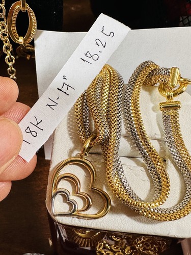 BRANDNEW 18K 750 Real Gold Snake Heart Necklace 17” long 6mm 18.2g multicolor - Picture 24 of 24