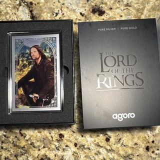 agoro Lord of the Rings Aragorn 5g .999 Pure Silver Collectible Card LOTR #1