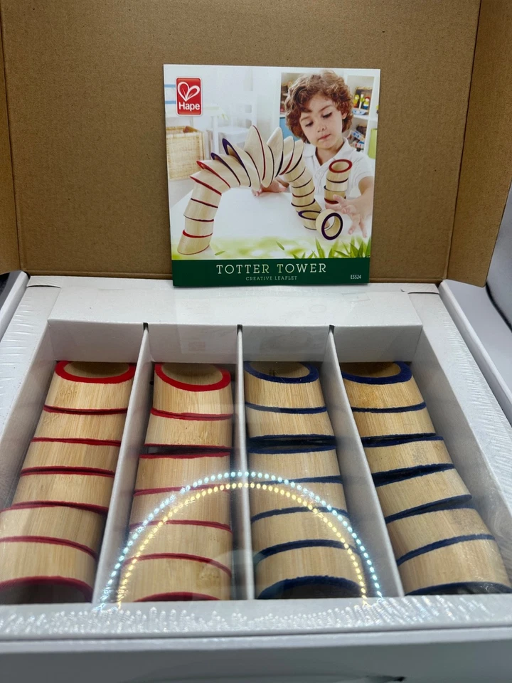 NEW Hape Totter Tower Uniquely Angled Bamboo Blocks Creative Thinking Building - Image 2 of 4