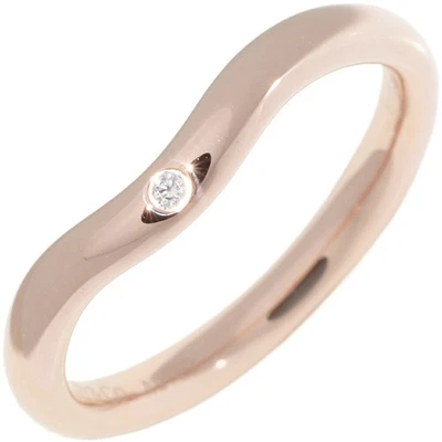 Anillo Tiffany Elsa Peretti Curvado Banda Oro Rosa 18K 1 Diamante 0.01ct - Imagen 1 de 4