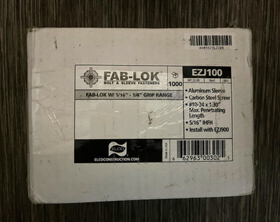 ELCO EZJ100 FAB-LOK W/1/16'' - 1/4'' Grip Range 1000pcs
