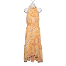  Eliza J Floral Halter Neck High Low Dress Size 6 Tie neck Yellow