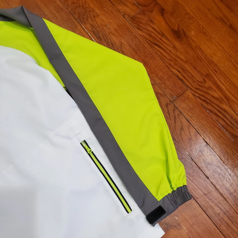 FootJoy Golf Pullover Jacket Mens Large White Gray Lime 1/4 Zip Windbreaker - Image 3 of 4