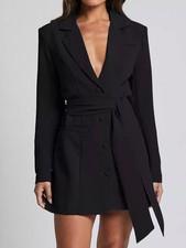 Lapel Collar Tie Waist Blazer