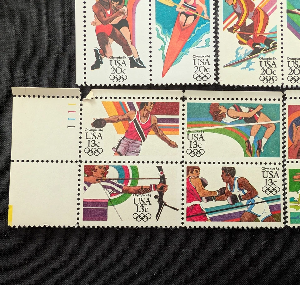 1984 Summer Olympics 5 Block Of 4 Stamps (20 Total): 13c, 20c, 28c, 40c - Image 4 of 4