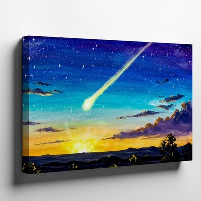 Wall Art Breathtaking Night Sky Illuminated By A Vibrant Comet  Canvas Print