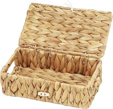 X-Small, Water Hyacinth Wicker Storage Basket with Lid
