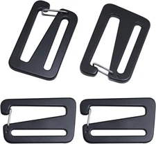 4PCS Black Aluminum Quick Release Spring Hooks 38mm Adjustable Buckle
