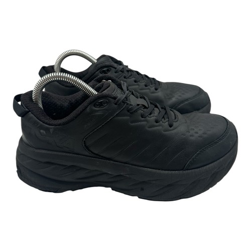 Hoka One One Bondi SR Shoes Womens 8 D Black Leather Oil Slip Resistant READ