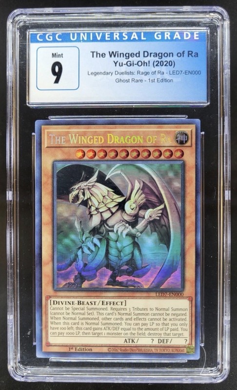 2020 Yu-Gi-Oh! THE WINGED DRAGON OF RA GHOST RARE 1ST EDITION CGC 9 MV