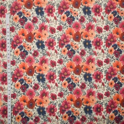 Polycotton Stoff 3D Blumen Cowley Gardens Digitaldruck - 112 cm breit - Lightwei