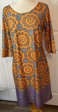 Axyeh Orange and Gray Dress Knee Length 3/4 Sleeve Size Medium