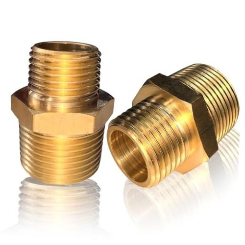 2pcs 3/4" NPT x 1/2" NPT Brass Nipple, 3/4 to 1/2 Adapter 3/4"x 1/2" male,2pcs