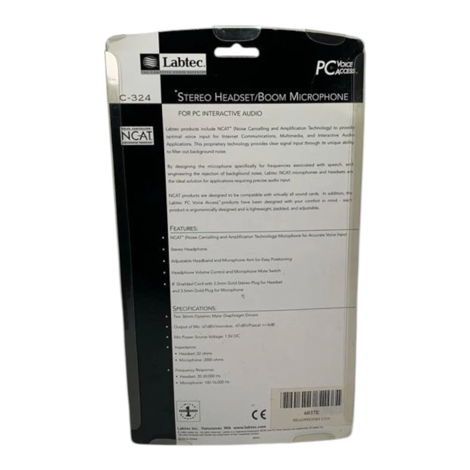 LABTEC  C-324 Headset Adjustable headphones Noise cancelling VTG 1998 90s 6037E - Image 2 of 4