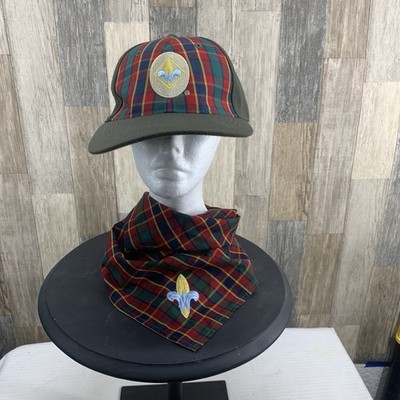 WEBELOS BSA Plaid Baseball Cap & Scarf Set Hat Size M/L Boy Scouts Of America