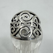 925 Sterling Silver Swirl Open Work Design Wide Ring Size 4.75